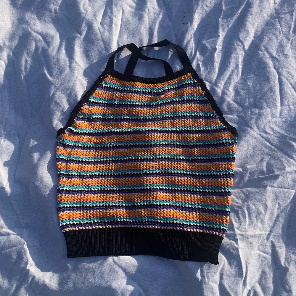 NEW Multicolored Knitted Sleeveless Crop Top